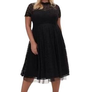 NWT Torrid Black Special Occasion Lace & Tulle Midi Dress